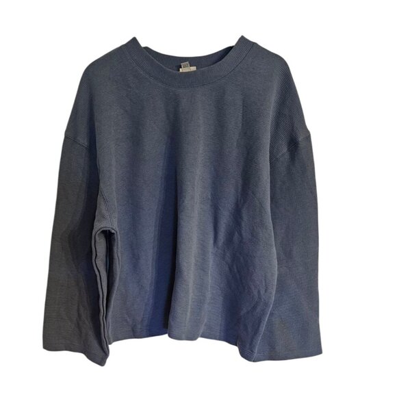 A new Day Pullover oversized XL blue ribbed texture wide sleeve - Picture 1 of 8